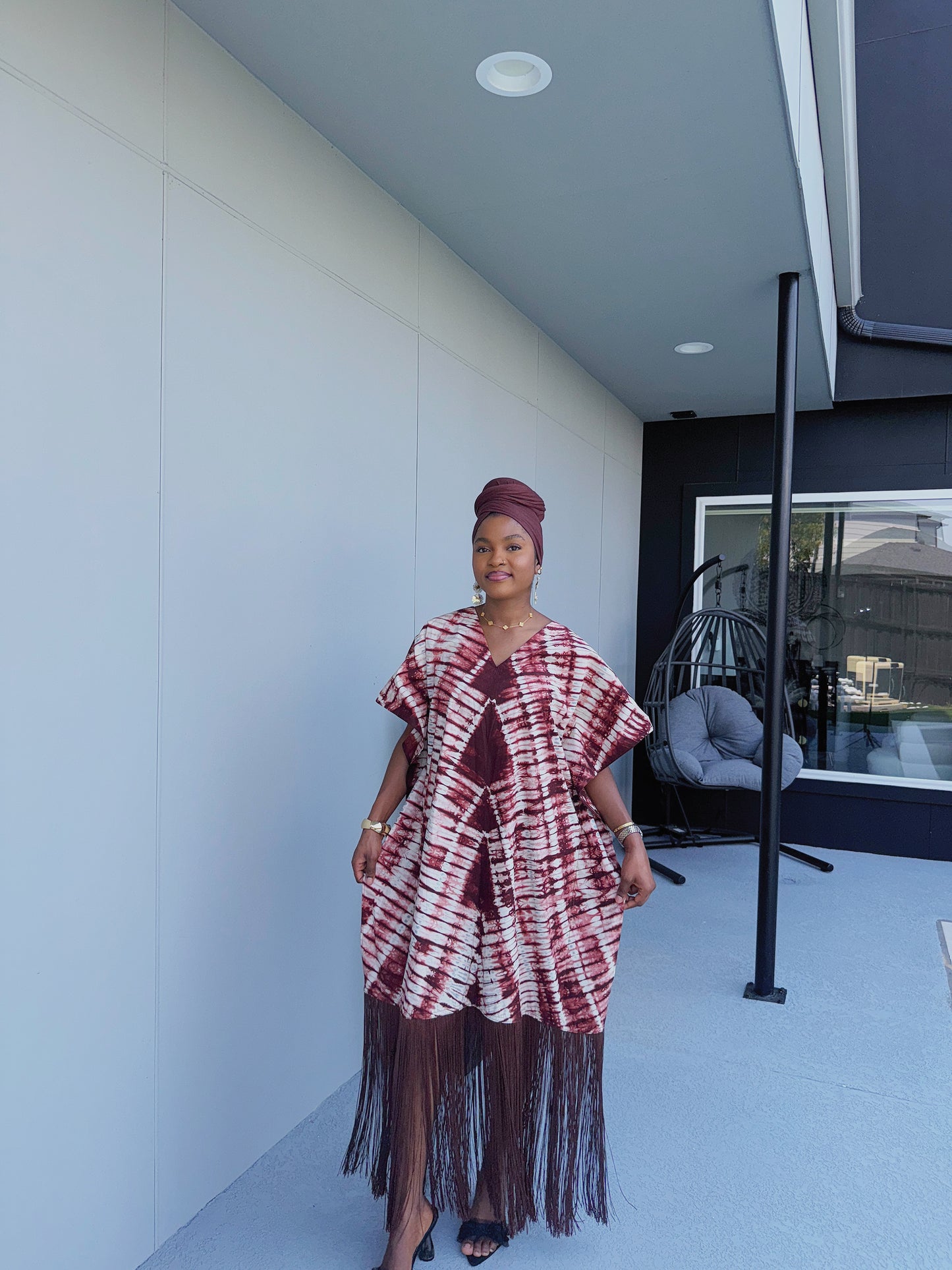 Alake Fringe Bubu - brown