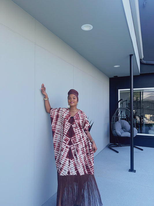 Alake Fringe Bubu - brown