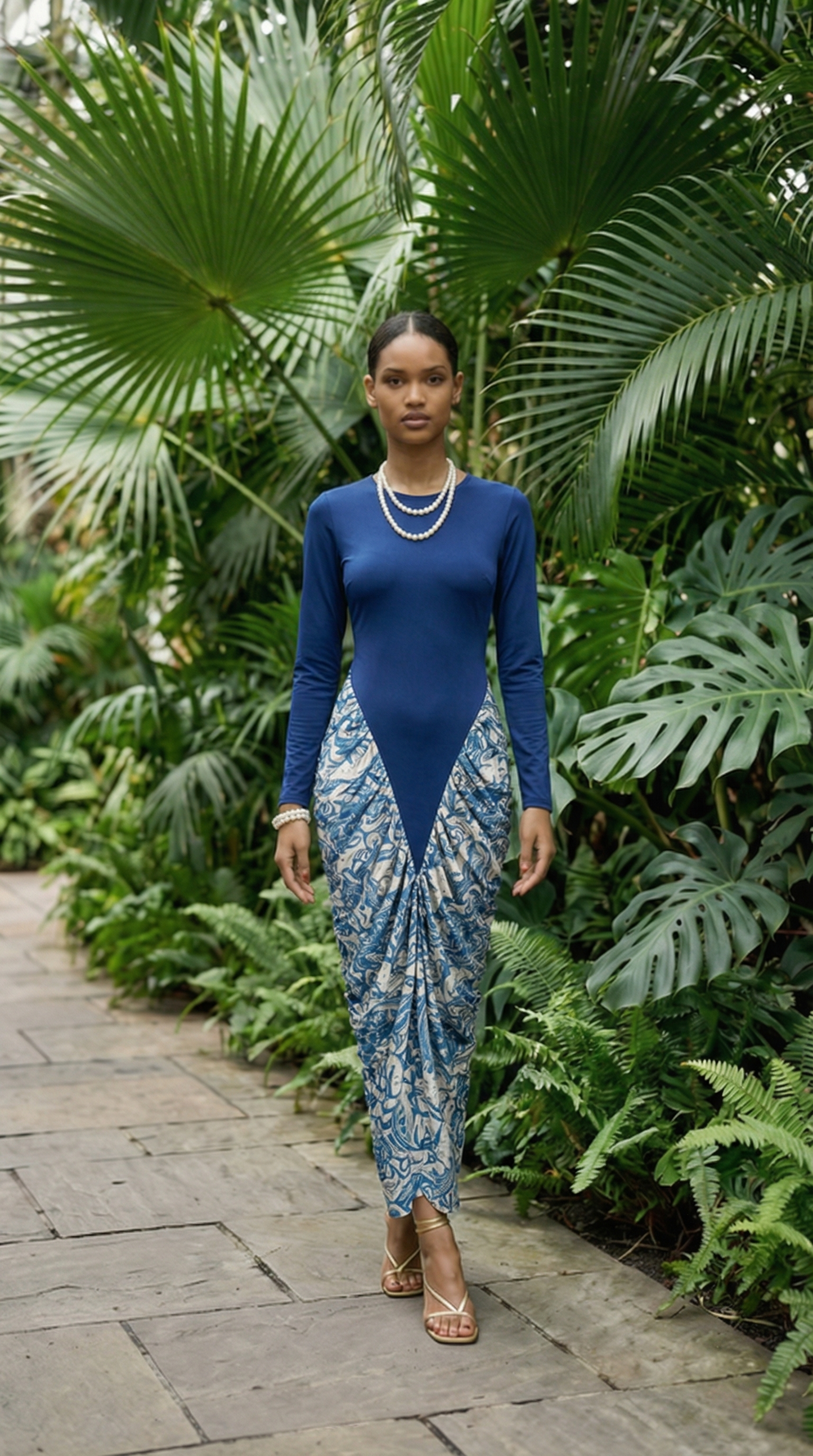 Nala Sapphire sculpt dress with draped design – Finzy Luxe